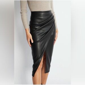 Commense Black Faux Leather Pencil Skirt
